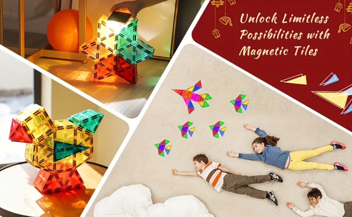 Magnetic Tiles Building Set, 120 Pieces with 2 Toy Cars, 3D Ramp and Garage Play for Ages 3+