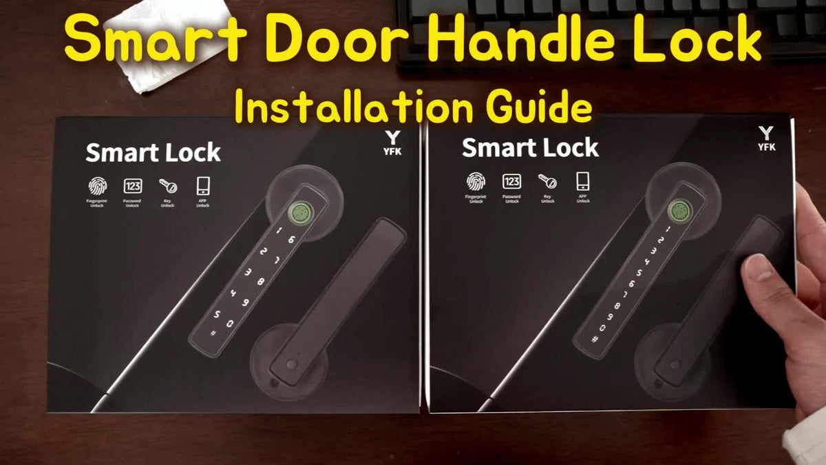 Aluminum Alloy Smart Door Handle Lock 4-in-1 with Fingerprint, Password, App & Key, Left & Right Hand Compatible, Heavy-Duty Keyless Entry Electronic Handle for Apartment Hotel Bedroom Interior Door