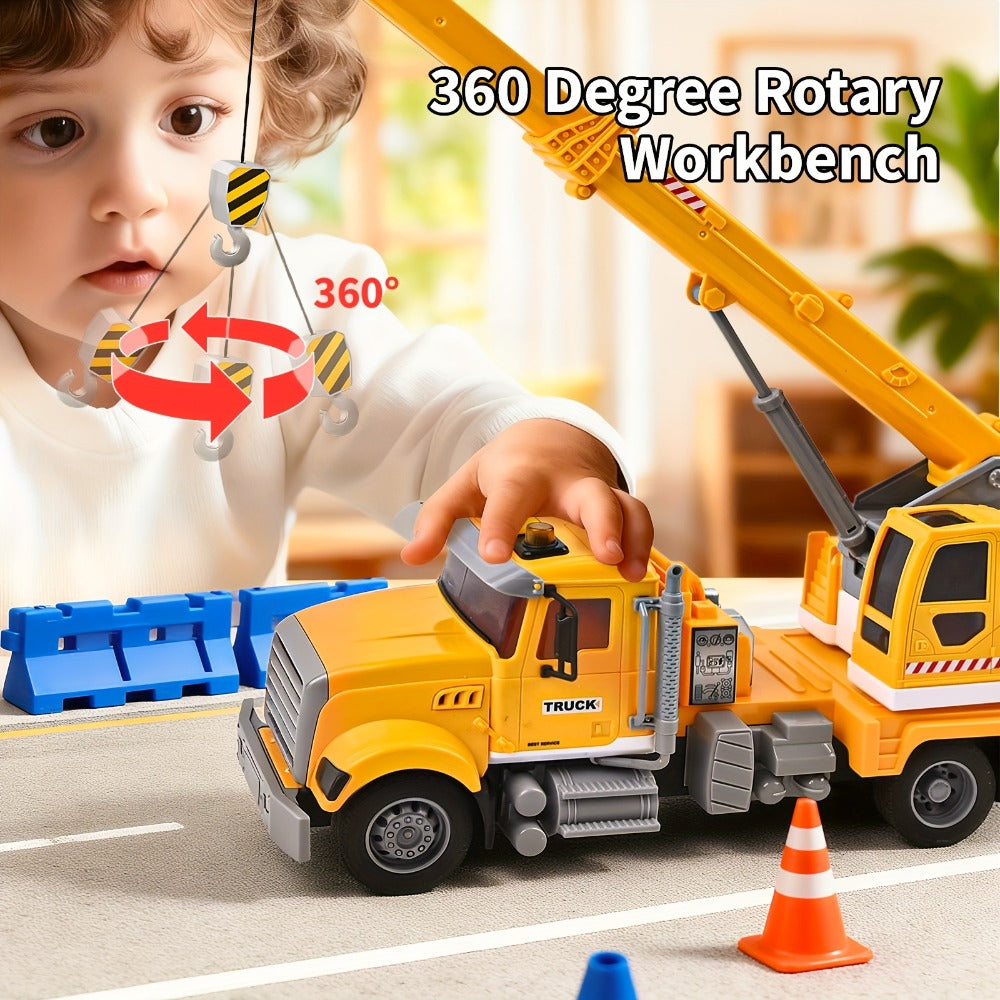 Toy Tow Truck and Crane Models for Vehicle-Themed Pretend Play