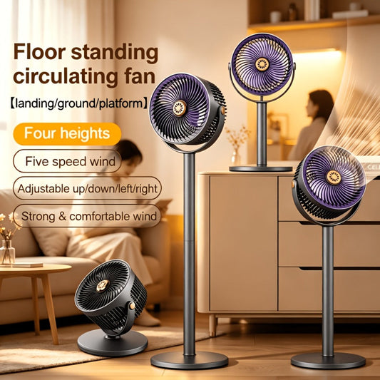 Rechargeable RV Fan with 4000mAh Battery, 5 Speeds, USB-C Input and USB-A Output