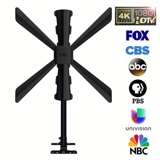 TV Antenna with J Mount 150 Mile Range - Indoor Outdoor Attic Installation, 2026 Model, Local Channels 4K 1080p HD, Easy Setup, Black