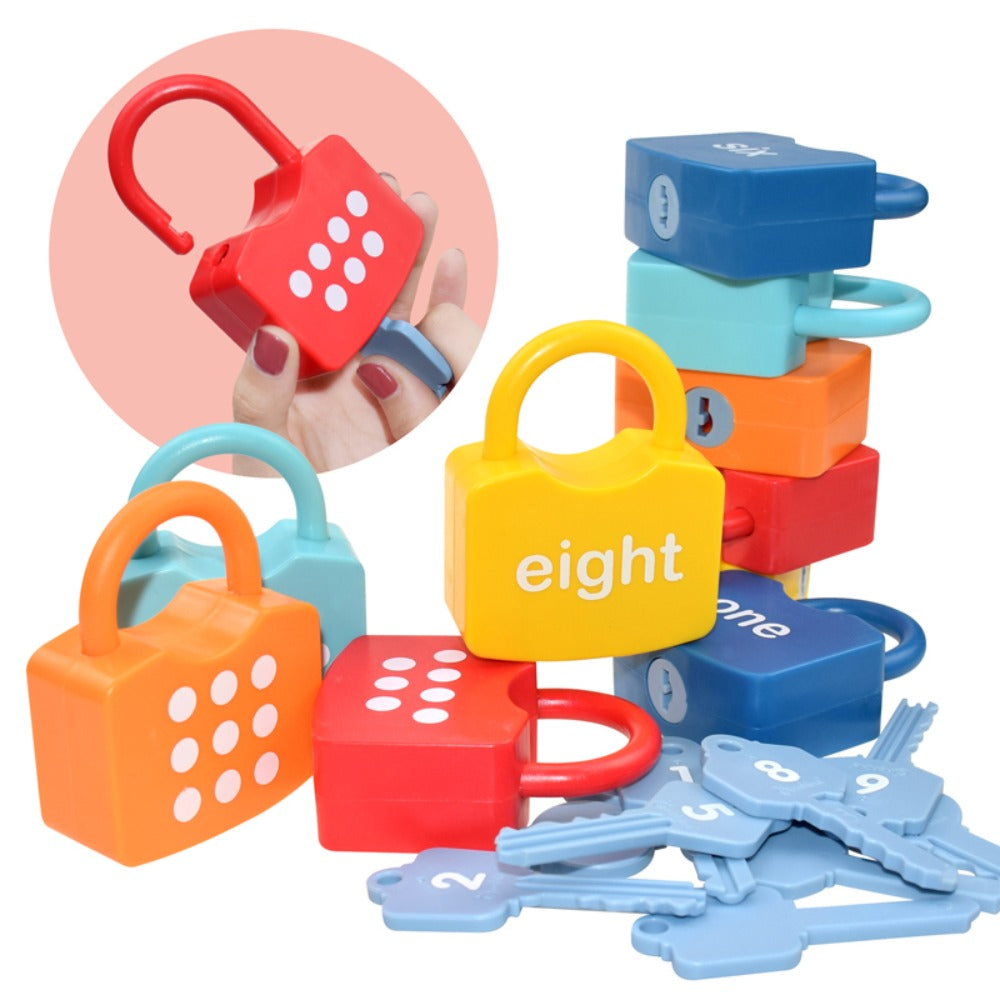 Preschool Math Lock and Key Counting Toy 10 Sets — Number Recognition Manipulative for Kids Ages 3-5, Color-Coded Kindergarten Math Activity, Montessori Hands-On Learning Toy, Birthday Christmas Gift