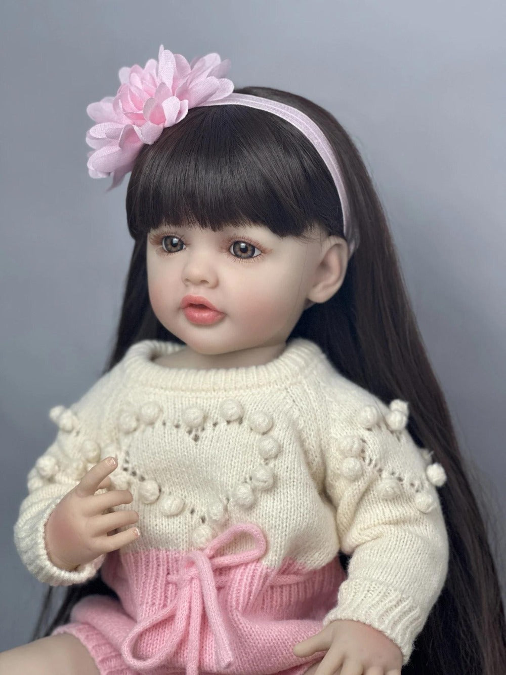 22-Inch Full Vinyl Reborn Baby Doll with Acrylic Eyes and Wig Hair
