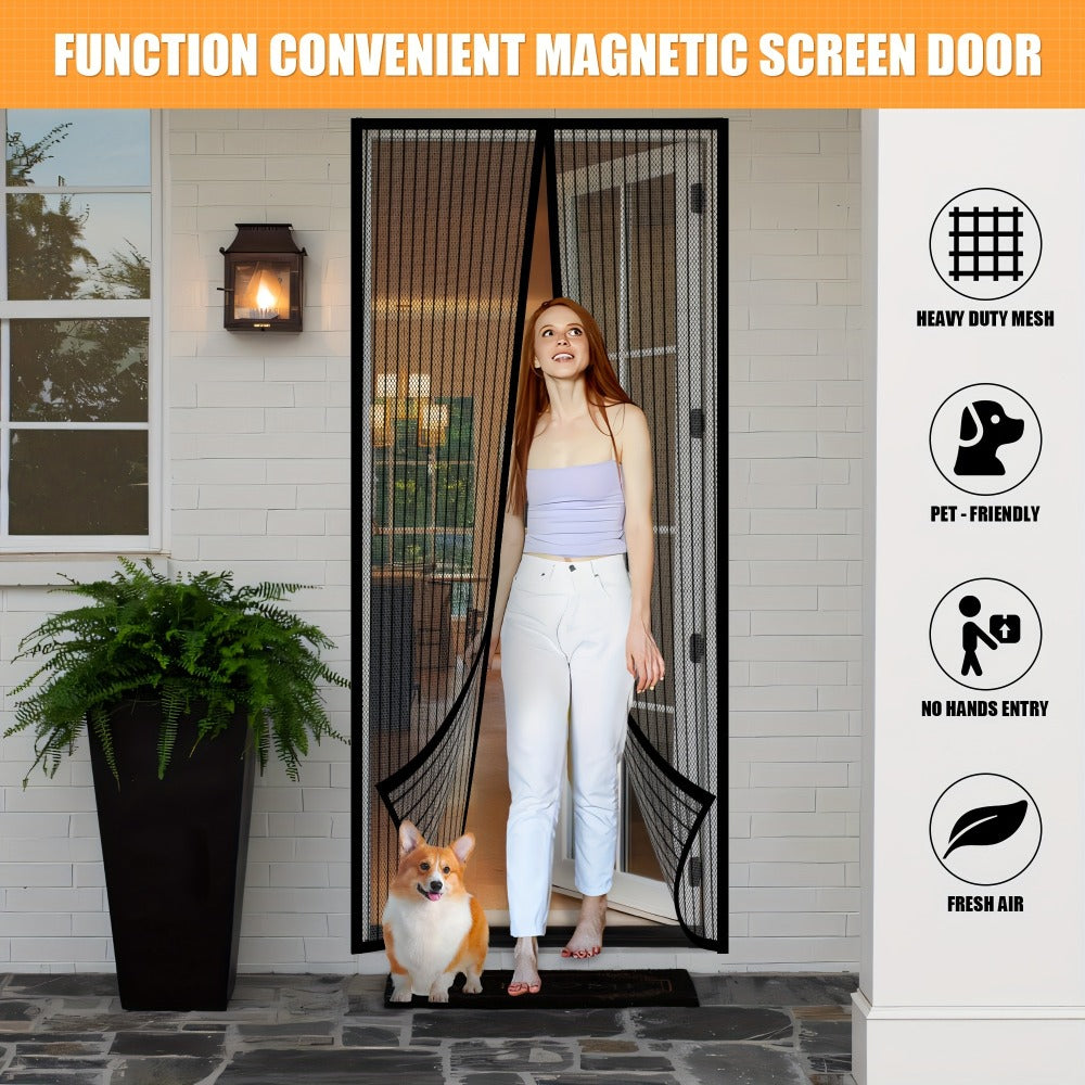 Magnetic Screen Door for Doorways – Heavy Duty Self-Sealing Mesh Door Screen with Magnetic Closure, Hands-Free, Pet & Kid Friendly, Durable Nylon, Fits Most Door Frames, Easy Install