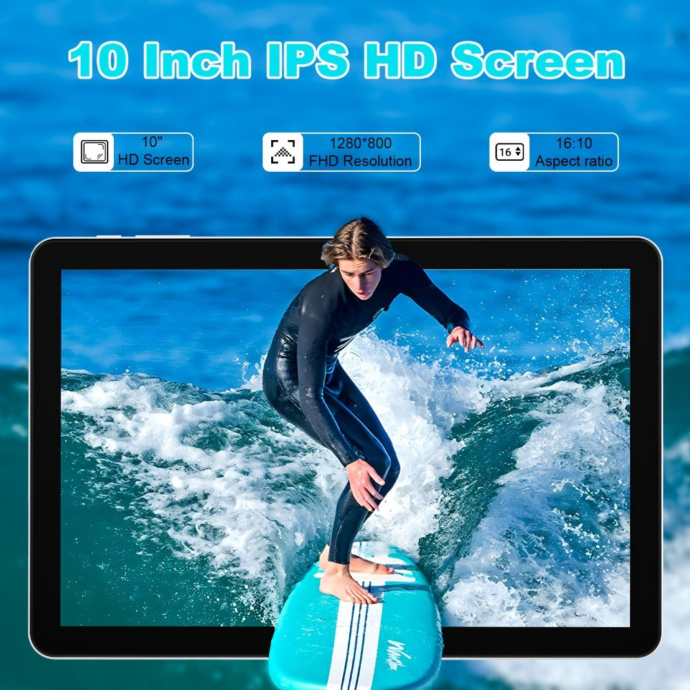 Android 14 Tablet 10 Inch 8GB RAM 32GB ROM 1TB Expandable Octa-Core A523 WiFi 6 IPS Touchscreen Dual Camera with Keyboard Mouse Case Stylus Optional Black White Pink