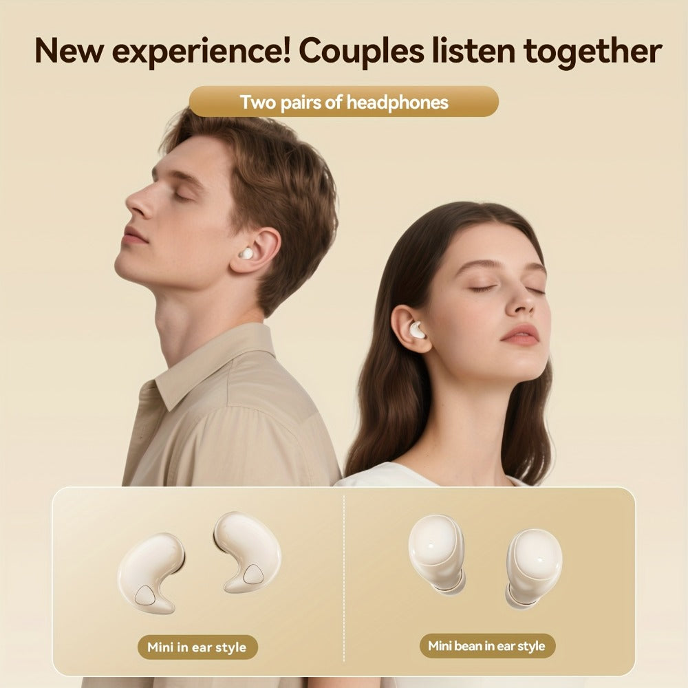 Sleep Earbuds Invisible 2-in-1 Set, Ultra-Thin Wireless Mini Headphones for Side Sleepers & Small Ears, Noise Reduction Lightweight Concealed Design, Long Battery Life for Nighttime Listening Work Relaxation
