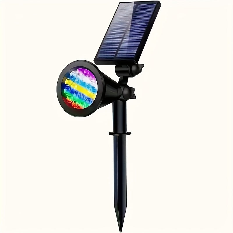 Solar Landscape Lights 2-in-1 Wall & Ground – Independent Adjustable Solar Panel Auto On/Off | 8 Color Modes Outdoor Solar Spotlight for Garden, Driveway, Sidewalk & Pool Area | IP44 Waterproof