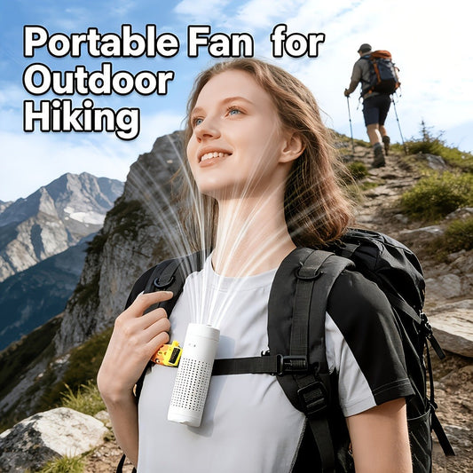 Turbo Handheld Fan, 5 Speeds, USB-C Rechargeable with Cooling Plate, Clip and Flashlight