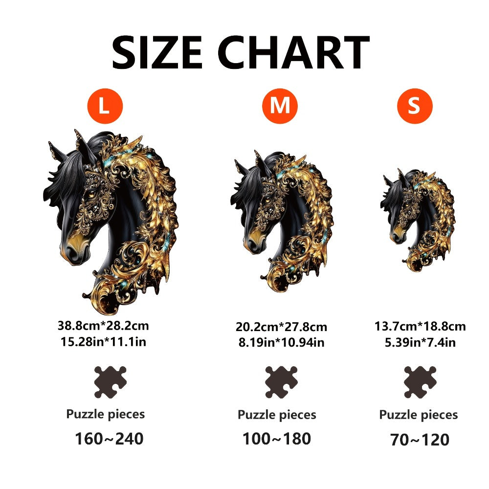 Horse-Shaped Jigsaw Puzzle in Mixed Colors, Three Size Options