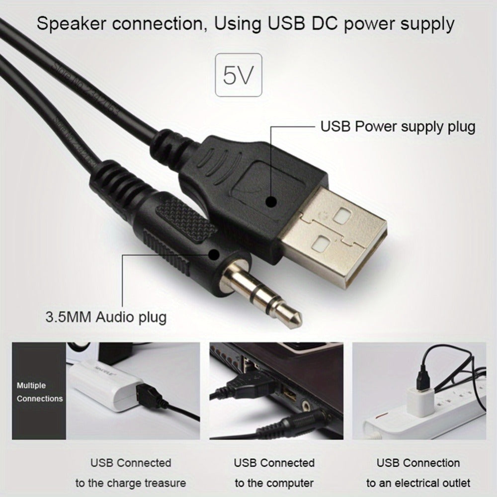 2.1 Mini Desktop Speaker System USB Powered with Independent Treble Bass Control, 3W Wired Subwoofer Speaker for PC Tablet Cellphone Laptop Home Office