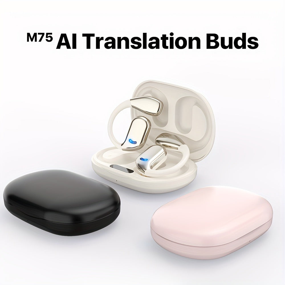 Bone Conduction AI Translation Earphones 156 Languages 3-in-1 Real-Time Wireless Headphones for Travel Business Learning Black Beige Dark Blue Green