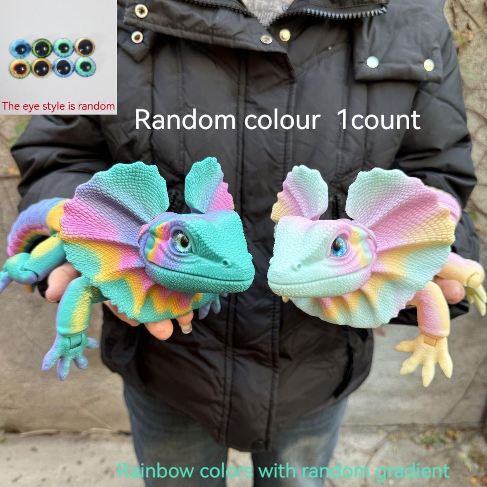 Frilled Neck Lizard Figurine 3D Printed – Large Umbrella Lizard Animal Sculpture 8 Color Styles, Reptile Collectible Desk Decor Unique Gift for Reptile Lovers Kids Teens Adults