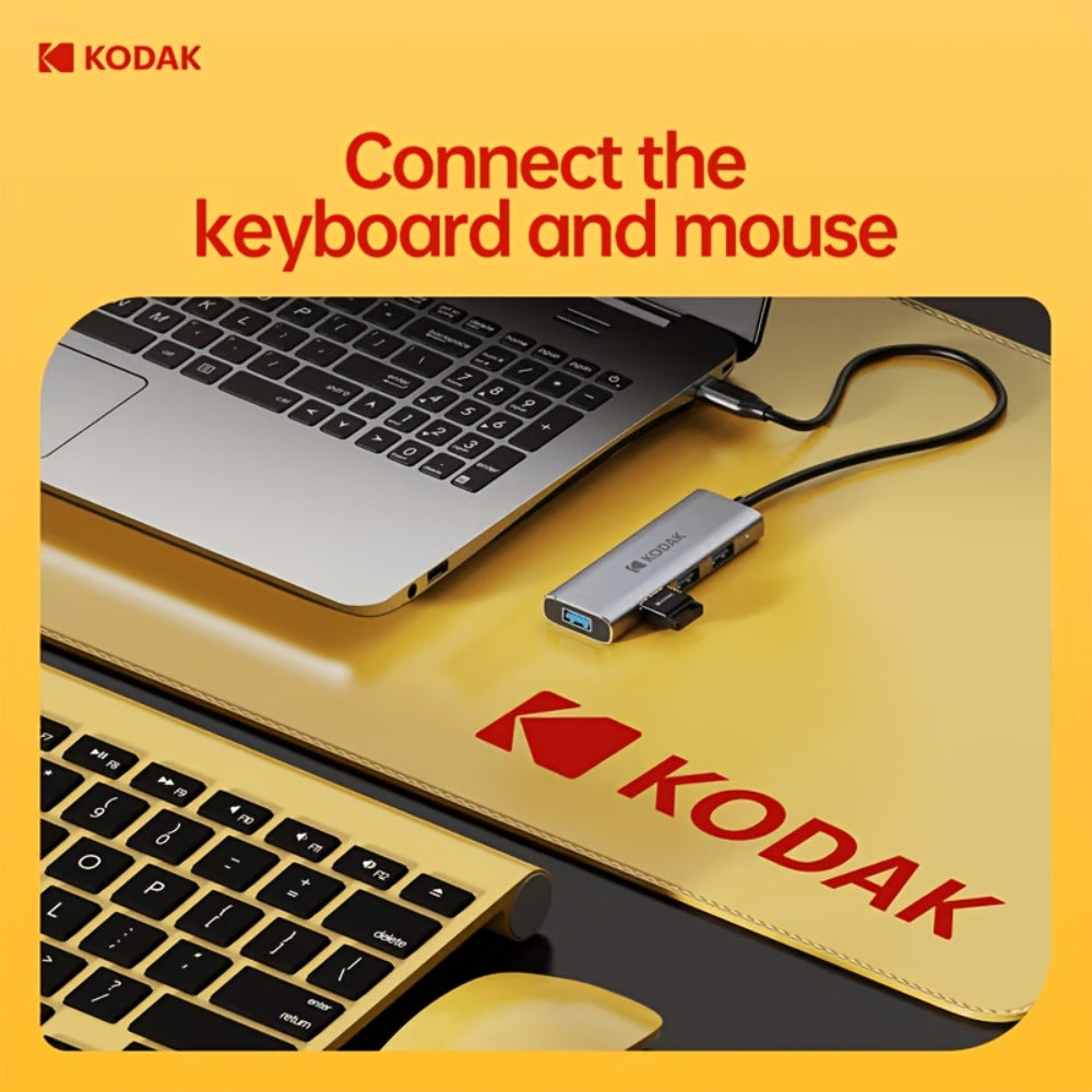 KODAK USB C Multiport Adapter 4-in-1 & 5-in-1 Hub – USB 3.0 Ports, 1000Mbps Gigabit Ethernet, Portable Aluminum Docking Station for MacBook, Laptop, Work, Home & Travel (T341/T343)