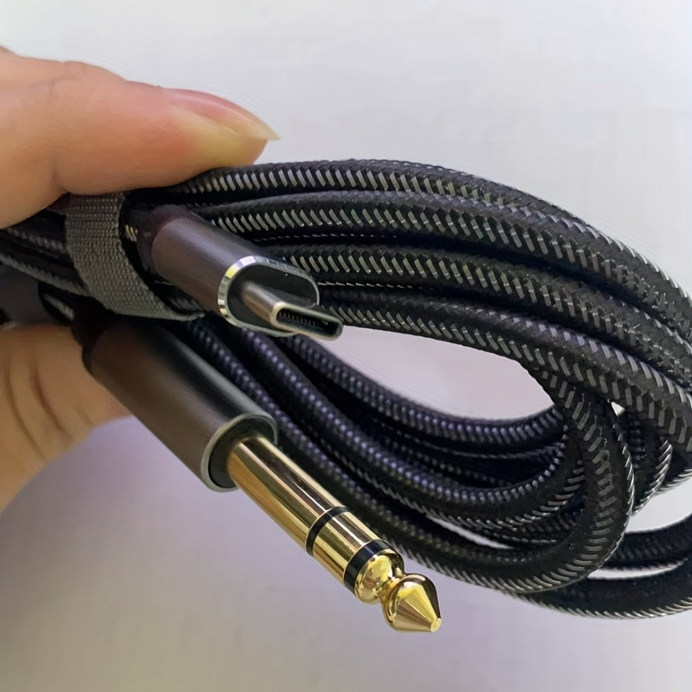 Type-C to 6.35mm 1/4 Inch Audio Cable USB-C to Quarter Inch Adapter Cable for Smartphone Mixer Power Amplifier Guitar Amp Headphone Speaker Hi-Fi Audio System Tinned Copper Lossless Sound