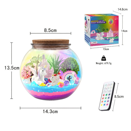 Unicorn Terrarium Craft Kit with 13-Color LED Light and Remote