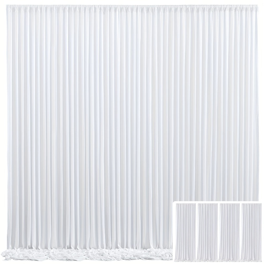 Elegant Fabric Backdrop Curtains 4pcs with Poles 59x85in Non-Transparent Wrinkle-Free Party Photo Backdrop for Wedding Birthday Bridal Shower Graduation Prom Christening Holiday Decor