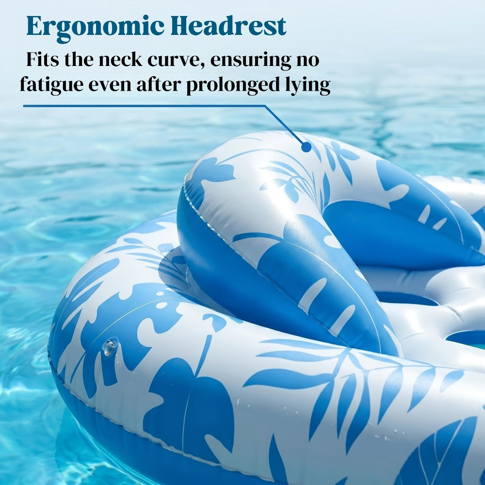 Inflatable Pool Lounger with Backrest, XL 77 x 50 Inch Tanning Float