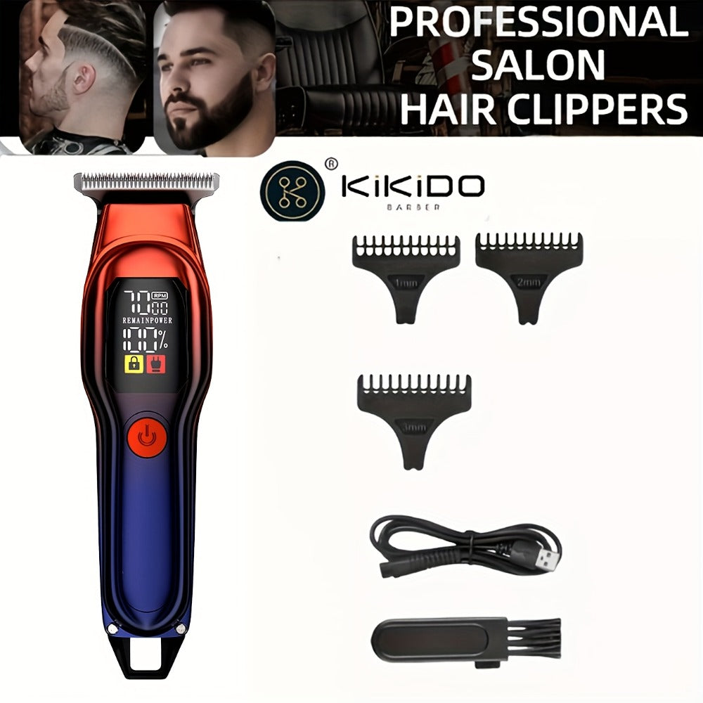 Electric Hair Clipper USB Rechargeable KK-A2 — Portable Trimmer with LED Display, 2-Speed Adjustable 0-100 RPM, Interchangeable Limit Comb, Fast Charging, Home & Travel Grooming for Men & Women