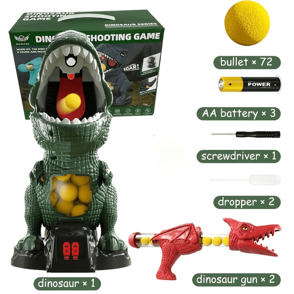 Dinosaur Shooting Toy Set for Kids – Air Pump Foam Bullet Blaster with Moving Dinosaur Targets | Twin Pistol, Family Pack & Launcher Editions | Hand-Eye Coordination | Ages 3-9 Gift