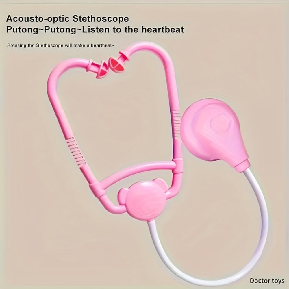 Pink Doctor Pretend Play Kit, 40-Piece Medical Toy Set with Assorted Accessory Colors