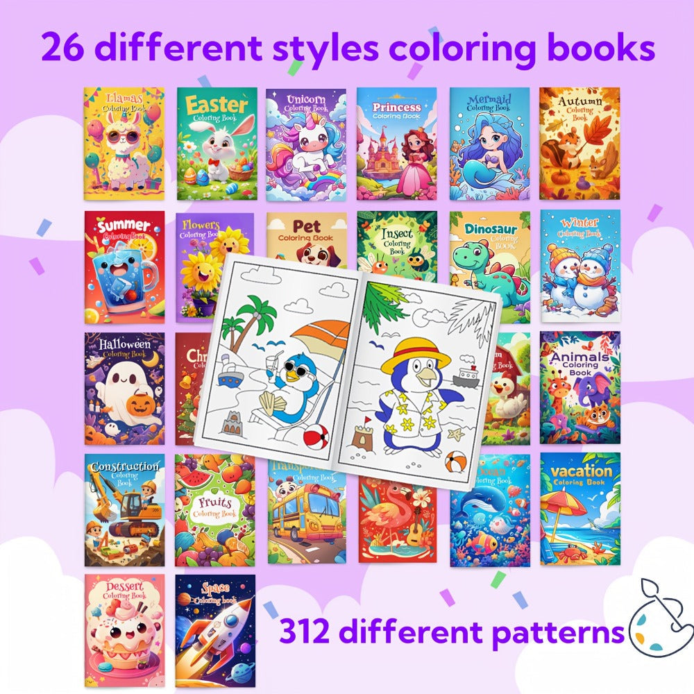 Kids Coloring Books Bulk 26 Pack – Dinosaur & Animal Designs for Birthday Party Favors, Goodie Bag Stuffers, Classroom Activities, Halloween & Christmas Bulk Gift