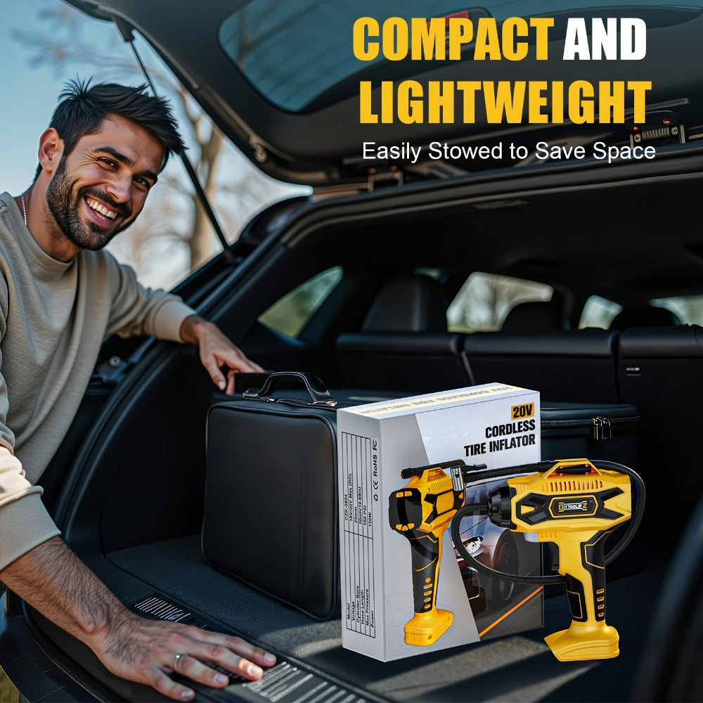 Cordless Tire Inflator 160PSI Portable Air Compressor Compatible with DeWalt 20V / 18V Battery – Digital Pressure Gauge, Fast Inflation for Cars, Motorcycles, Bicycles & Sports Balls (Battery Not Included)