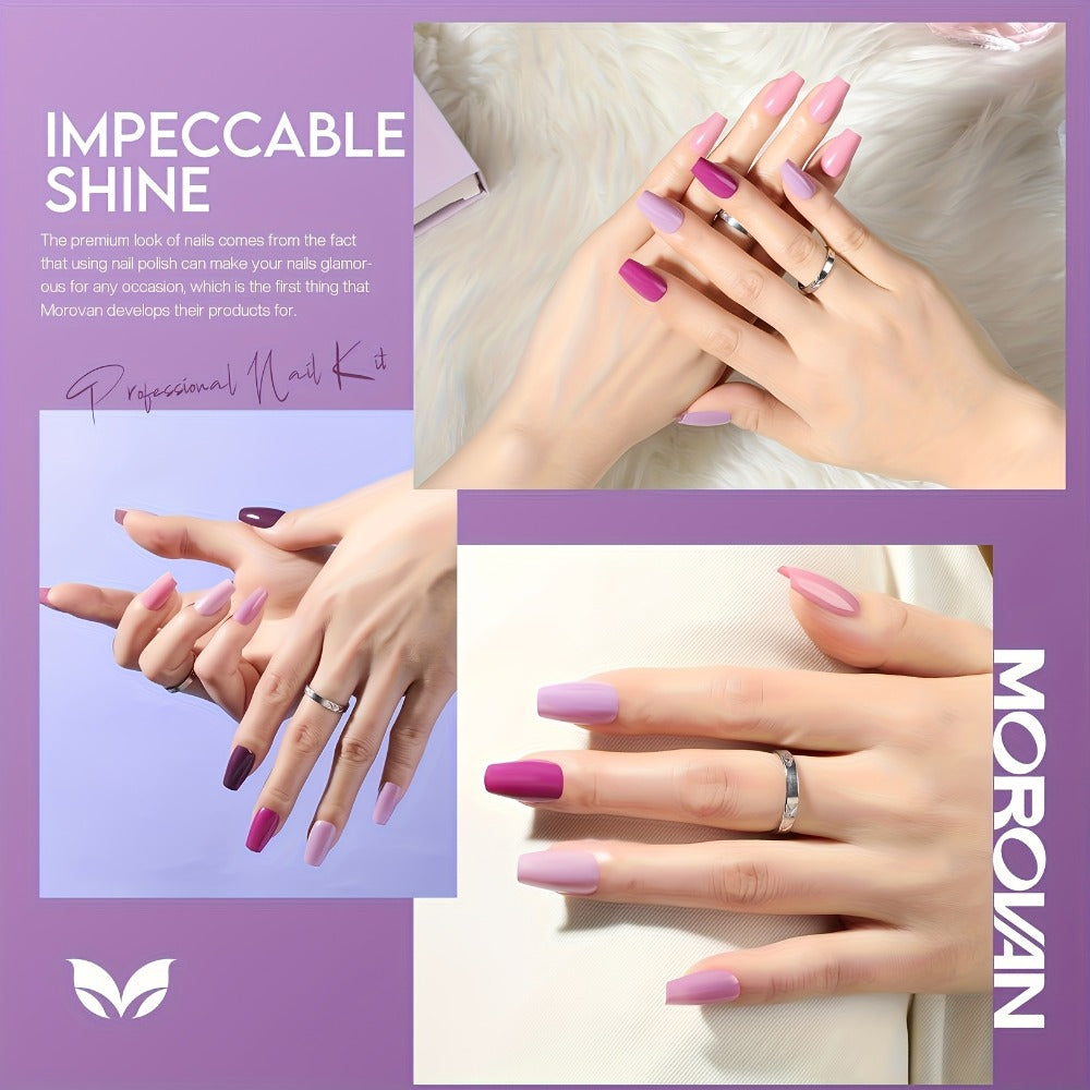 Quick Dry Nail Polish Set 6pcs – No-Bake Durable Nail & Toenail Polish Kit, Cherry Blossom Pink Lilac Purple Nude Pink Shades, Chip-Resistant Long Lasting, Salon & DIY Nail Art for Women