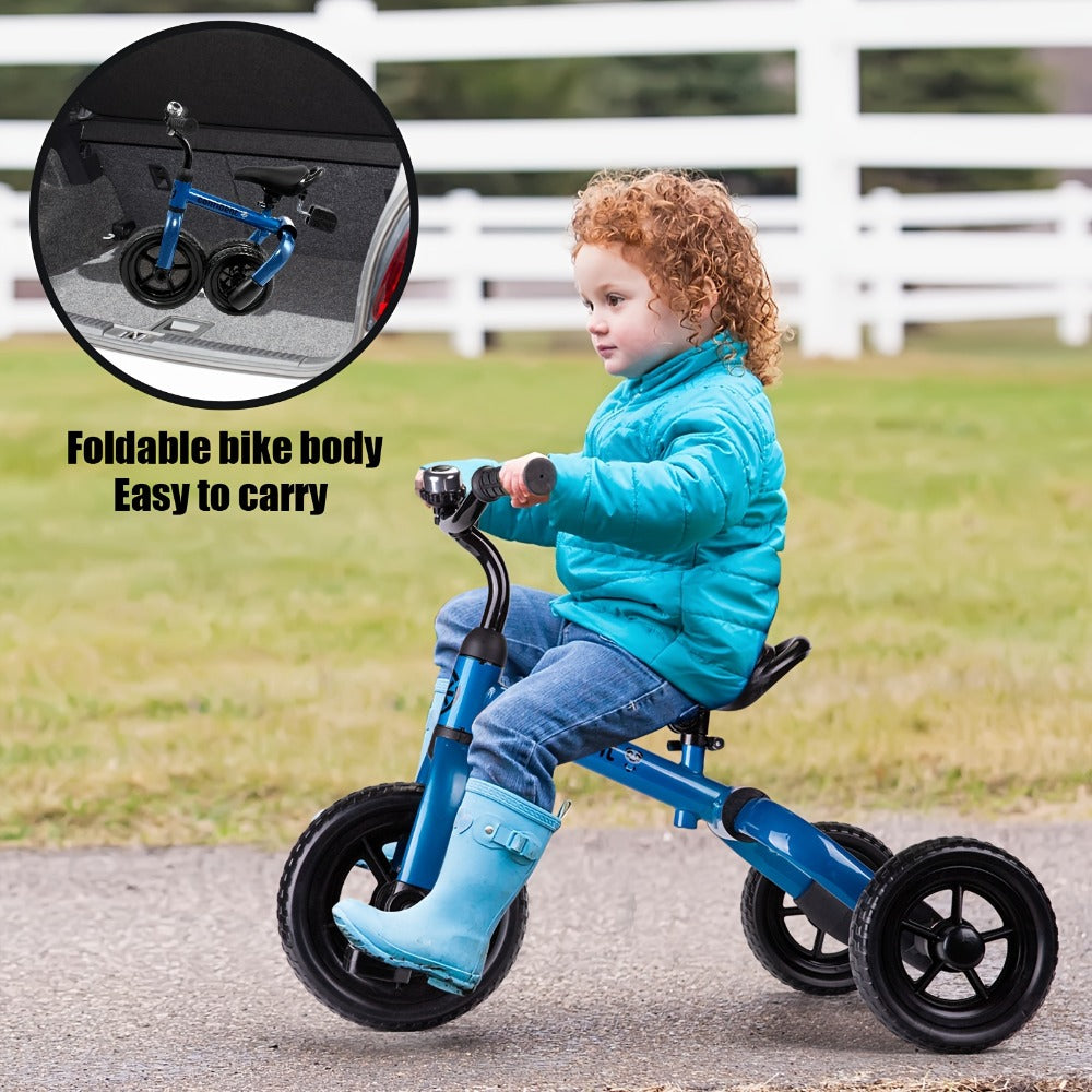 3-in-1 Toddler Tricycle and Balance Bike with Folding Frame, Green