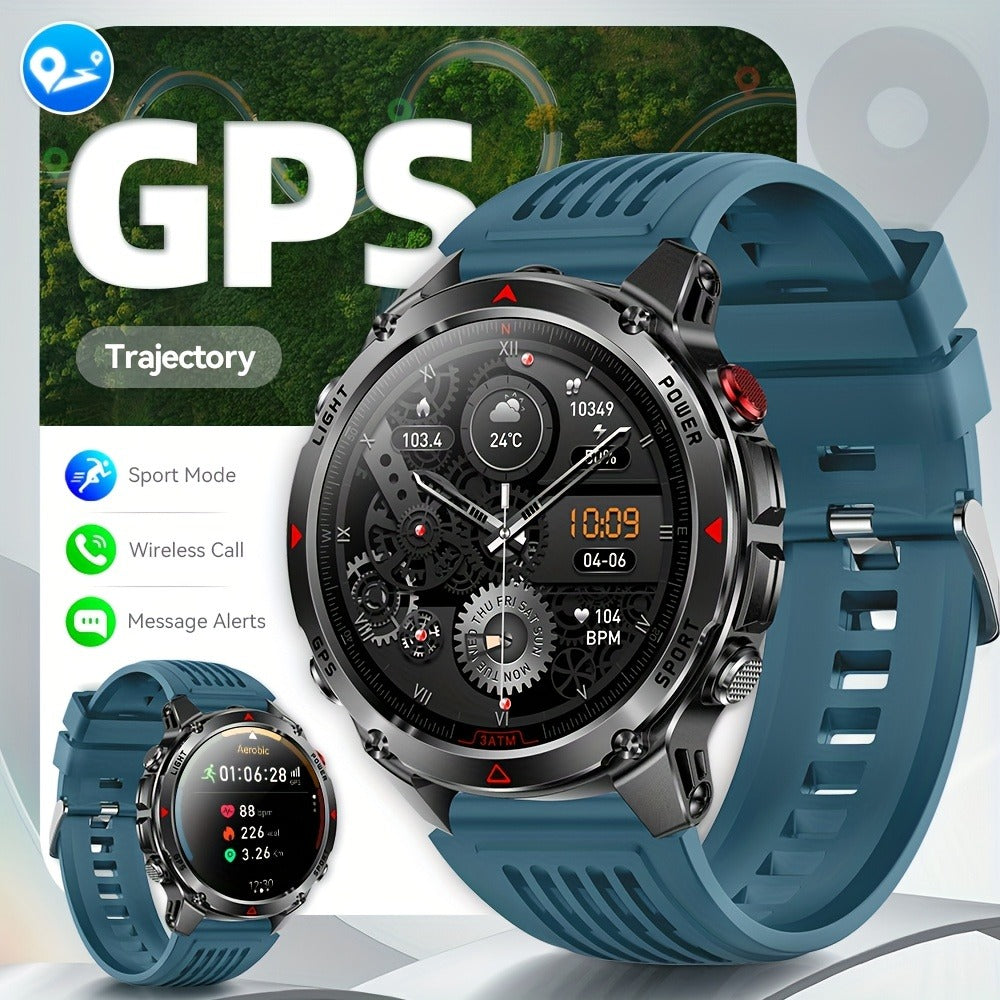 IPX8 Waterproof GPS Smartwatch for Men Outdoor Adventure 3ATM 1.46 Inch IPS Display Multi-Sport Tracking Wireless Calling Message Notifications Compatible with Android iPhone – Black Steel Silver Camouflage