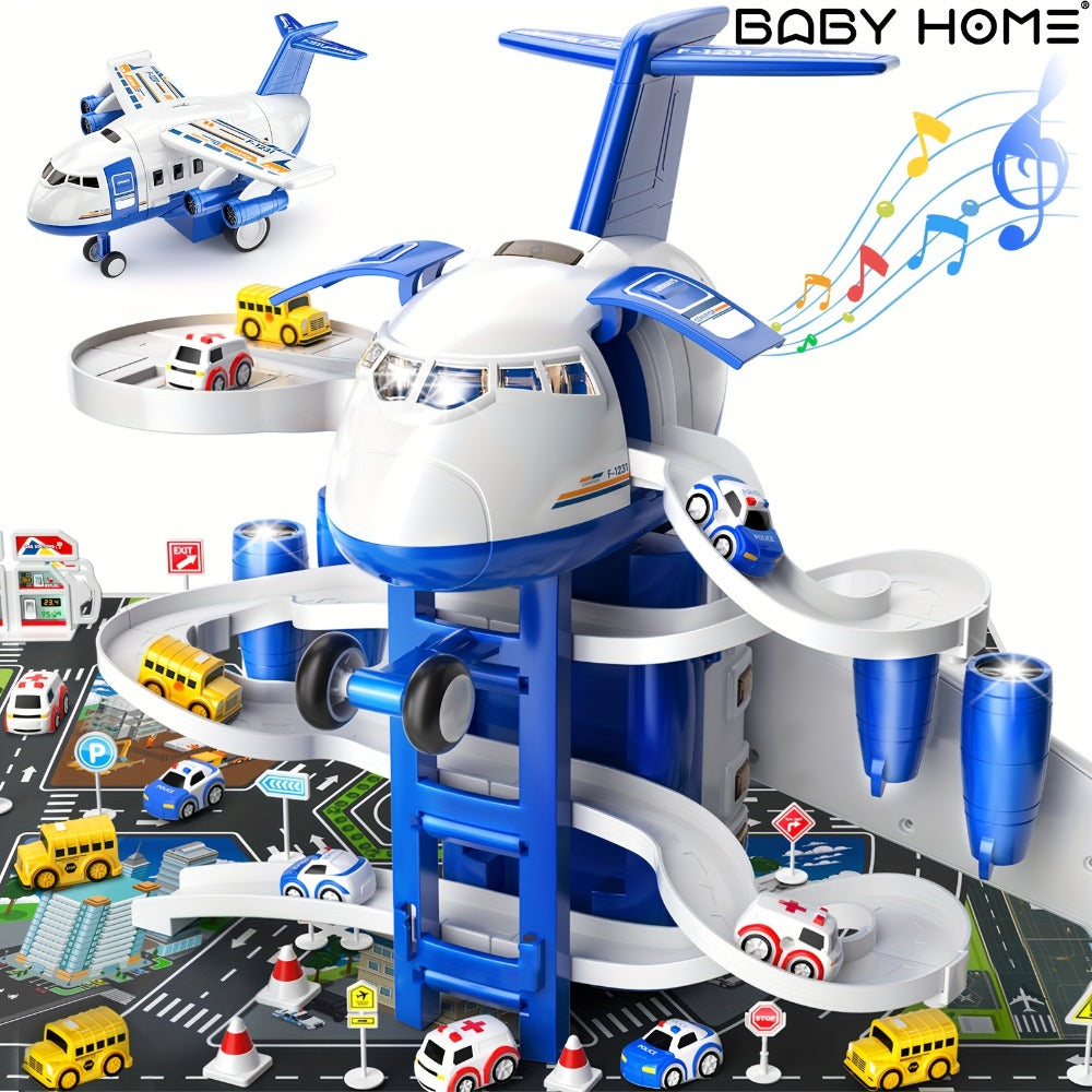 Kids Airplane Toy with LED Lights & Music – Friction Powered Passenger Plane