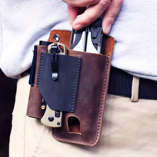 Multitool Belt Holster with Clip and Loop, Flashlight Pocket and Pen Slot