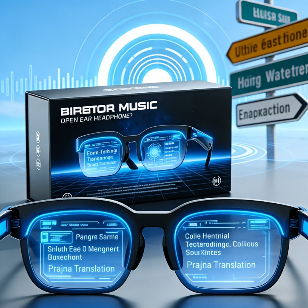 Language Translation Smart Glasses with Bluetooth Audio – AI Wireless Open-Ear Eyewear, Hands-Free Calling & Music Playback, Rechargeable Wearable Tech for Driving Travel Outdoor, Men & Women
