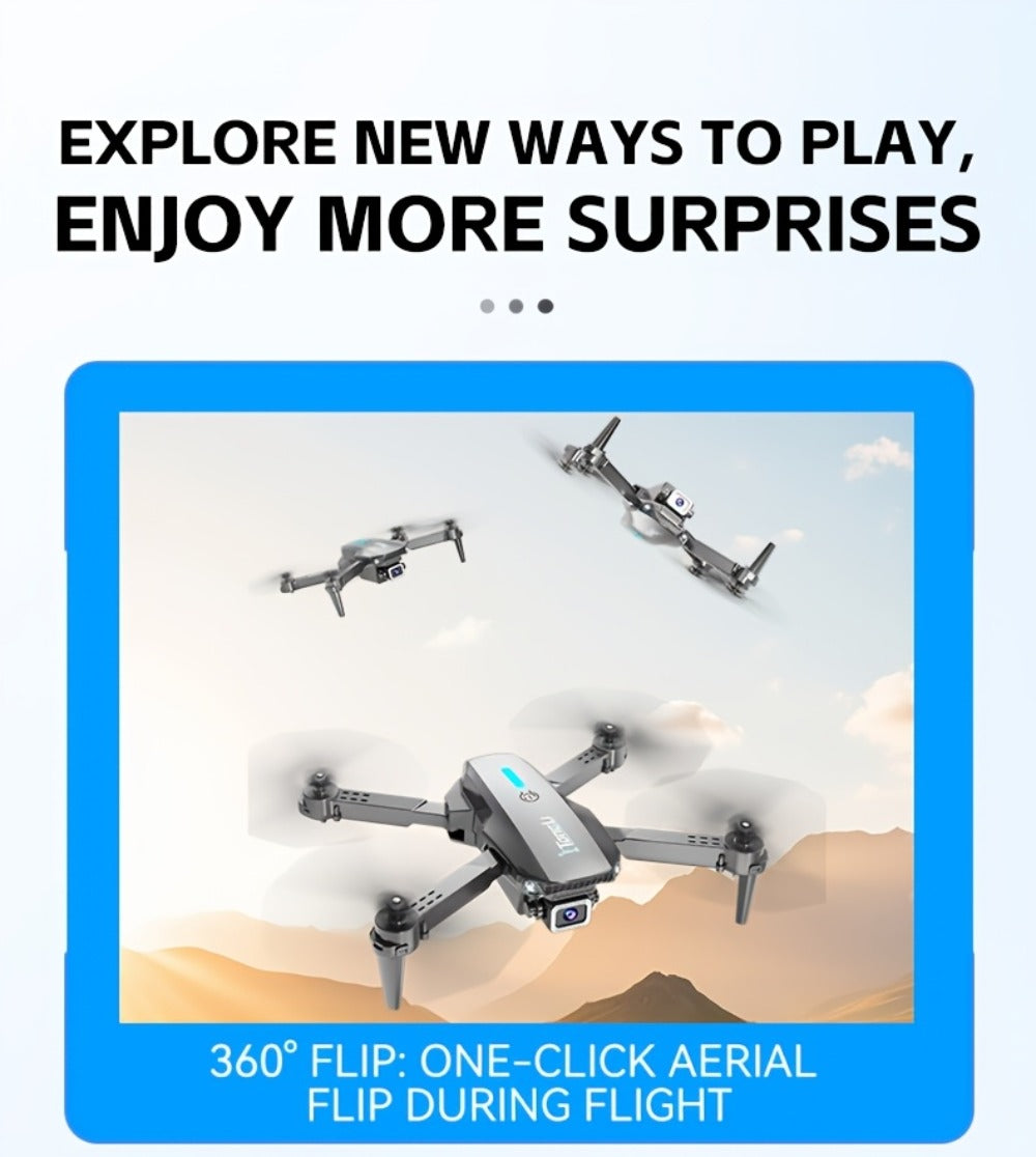 Foldable HD Camera Drone Free Storage Bag USB-C Charging 3D Flips Single or Dual Camera Built-in Screen Remote | Beginner Vlogging Aerial Photography Quadcopter Gift for Kids Teens Adults
