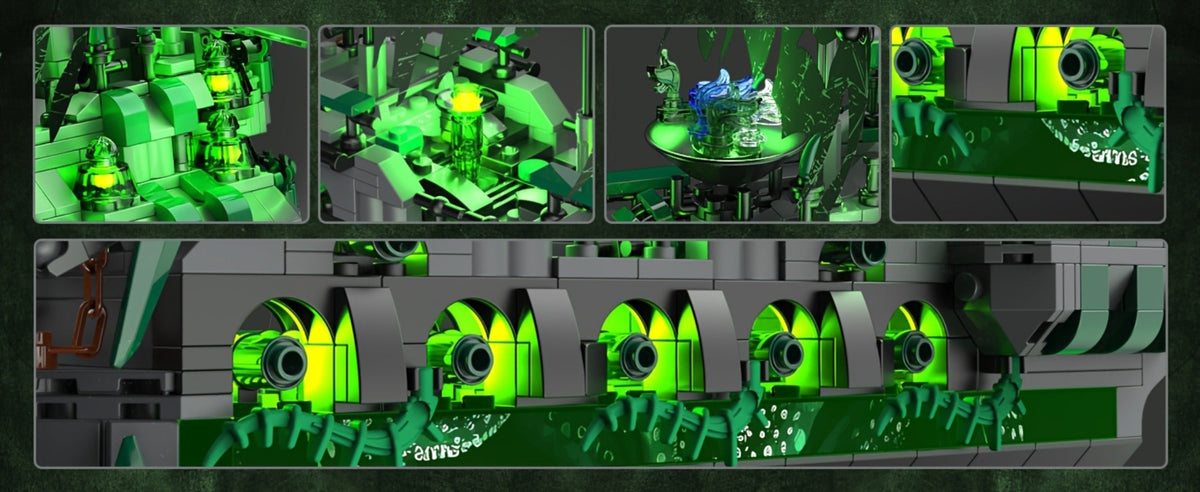 Pirate Ship Building Blocks, Flying Dutchman Ghost Ship Model 40001 with LED Lights