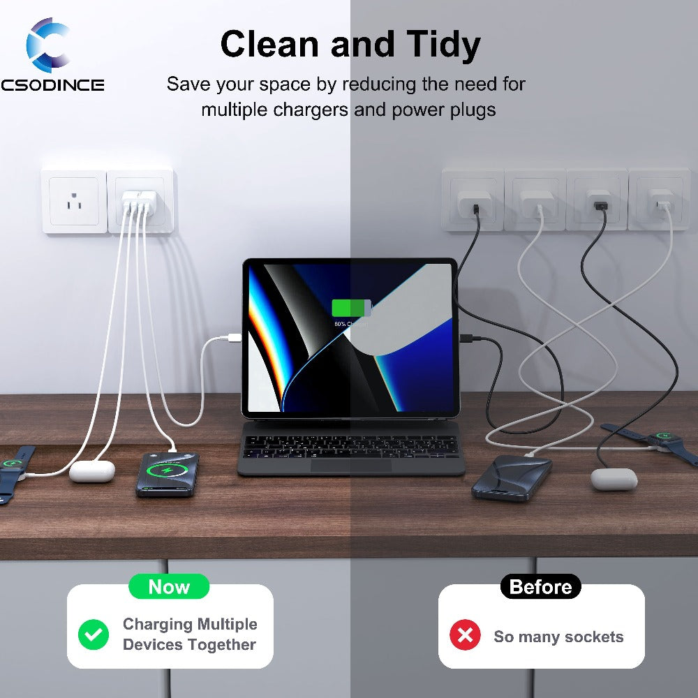 40W 4-Port USB-C Wall Charger 2-Pack PD 3.0 Fast Charging Block Cube – Multi-Port Charger for iPhone 15 14 13 12 XR SE iPad Pro Mini Air Google Pixel Android – Type-C Power Adapter Duo