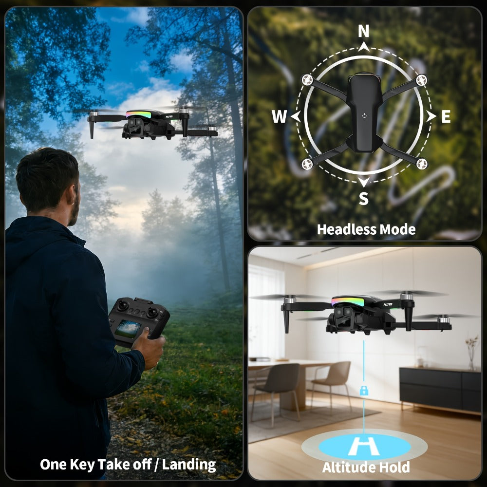 LCD Screen Drone Dual Cameras Brushless Motor Foldable RC Quadcopter Altitude Hold 3D Flips Headless Mode One-Key Takeoff Landing 32G SD Card | Beginner Adult Drone Gift for Kids Boys Girls