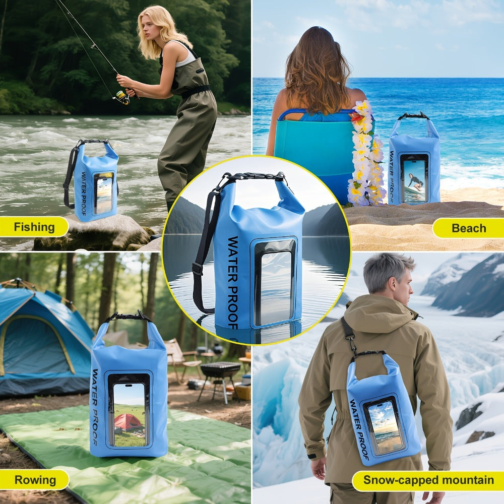 Waterproof Dry Bag Backpack with Touchscreen Phone Window & Roll Top Closure – Lightweight Dry Storage Bag for Men Women | 1.32 2.64 5.28 7.93 10.57 Gal | Travel Swimming Kayaking Camping Beach Boating