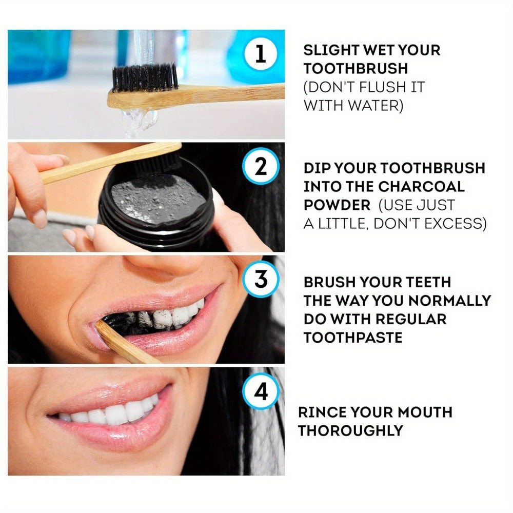 Activated Charcoal Teeth Whitening Powder 60g Natural Stain Remover for Coffee Tea Tobacco Deep Cleaning Dental Polish Breath Freshener Oral Care for Men Women Daily Whitening Treatment