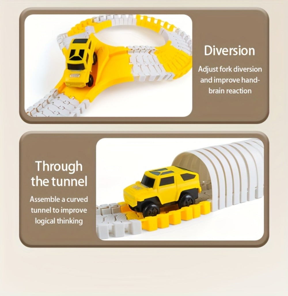 Roller Coaster Track Set, 467 Pieces with Electric Race Car, DIY Build-Your-Own Track Toy Ages 3-8