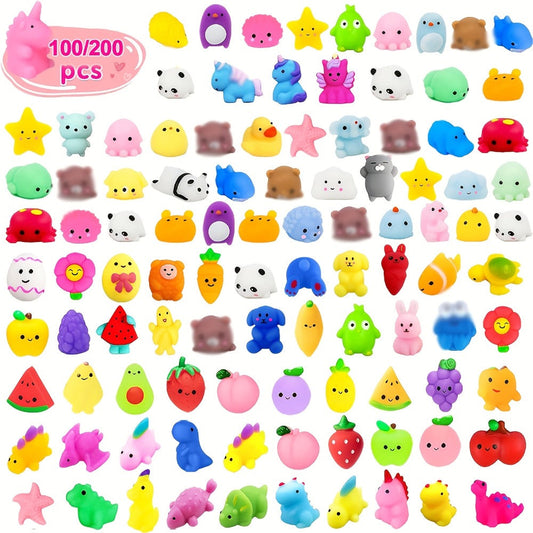 Mochi Squishies, 100- or 200-Piece Mini Toy Packs for Party Favors and Prizes