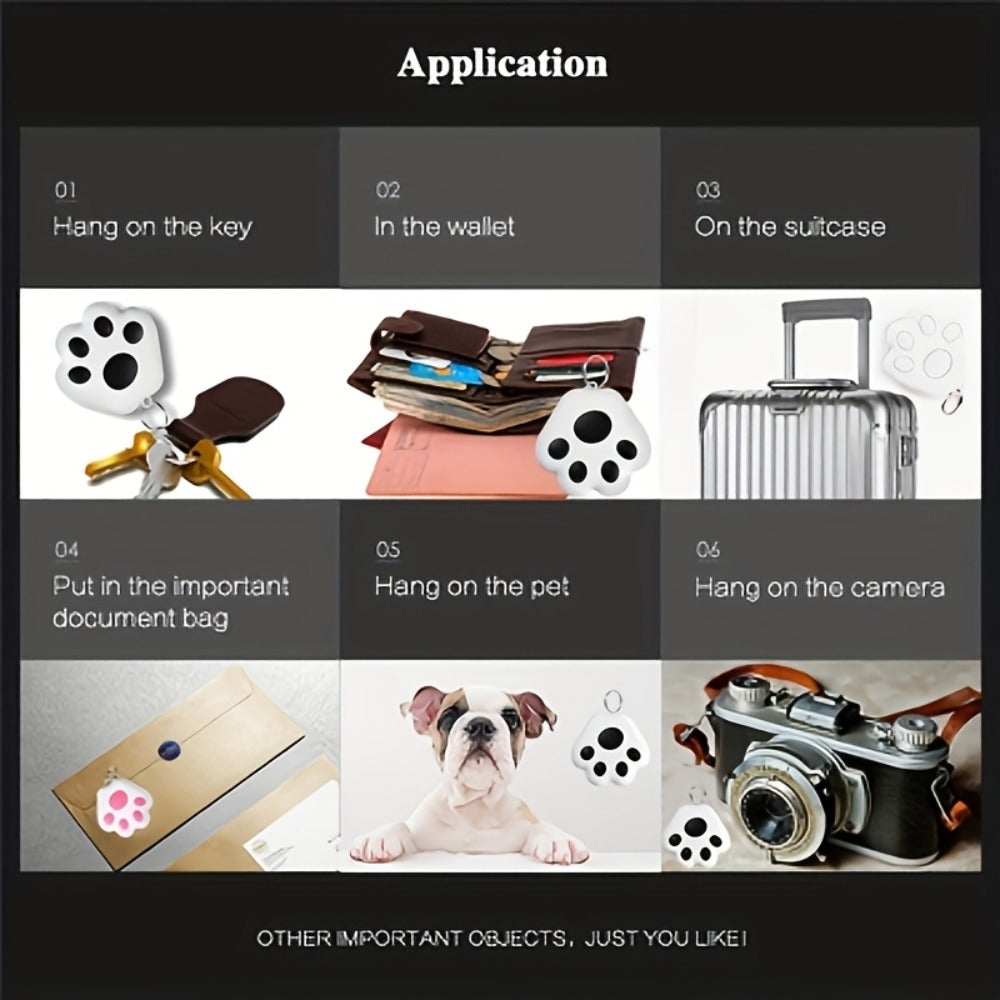 Dog Paw Smart Tracker Anti-Lost Positioning with Recording & Shutter Control – Cute Pet Accessory for Dogs & Cats, 2/4/6 Colors Available, Lightweight Clip-On Design