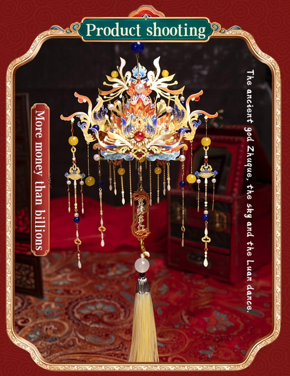 3D Metal Puzzle Phoenix Crown Qingluan – Blue & Gold DIY Assembly with Beads & Tassels, Chinese Mythology Art Collectible, Unique Romantic Gift for Girlfriend Boyfriend Birthday Anniversary