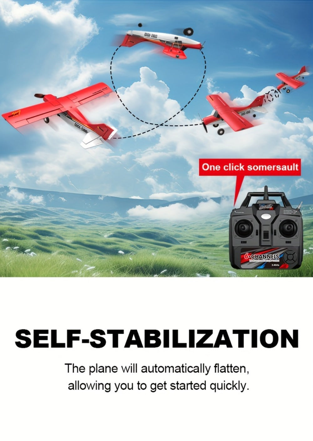 QIDI560 M7 Brushless RC Airplane, 6-Channel Fixed-Wing, 6-Axis Gyro