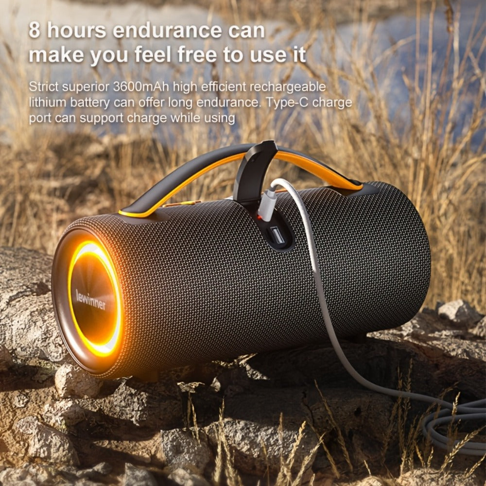 Portable Outdoor Bluetooth Speaker 60W High-Power Subwoofer – 7-Mode RGB Ambient Lighting, Long Battery Life, Type-C Charging, Loud Wireless Speaker for Family Outdoor Parties & Camping