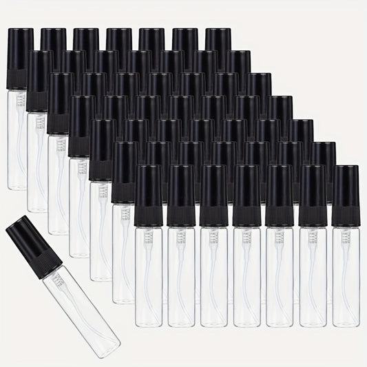 Mini Glass Spray Bottles, 5 ml 50-Pack Black Fine Mist for Perfume