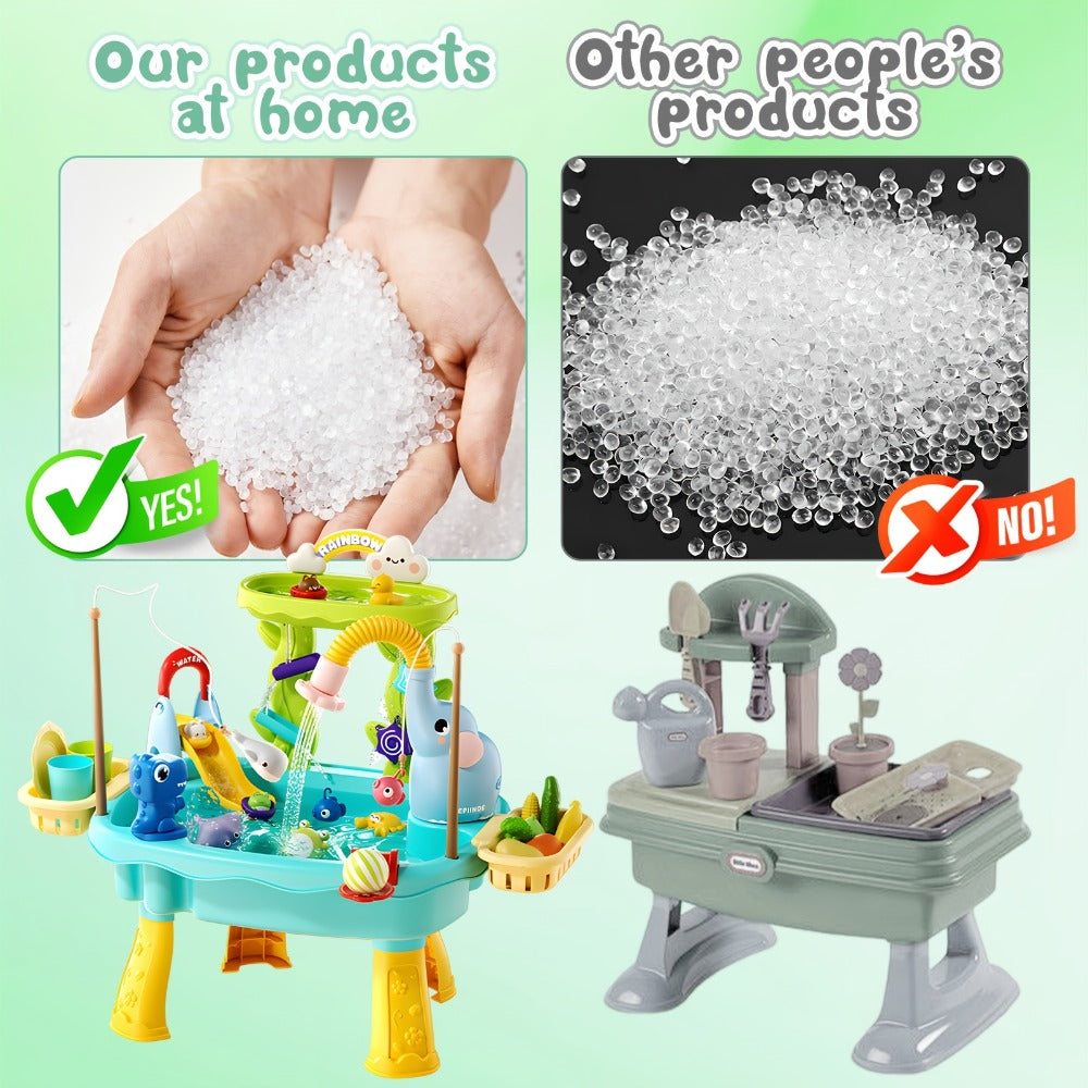 Kids Water Table Toy with Electric Pump & Faucet, Play Food & Fishing Toy in Blue or Pink