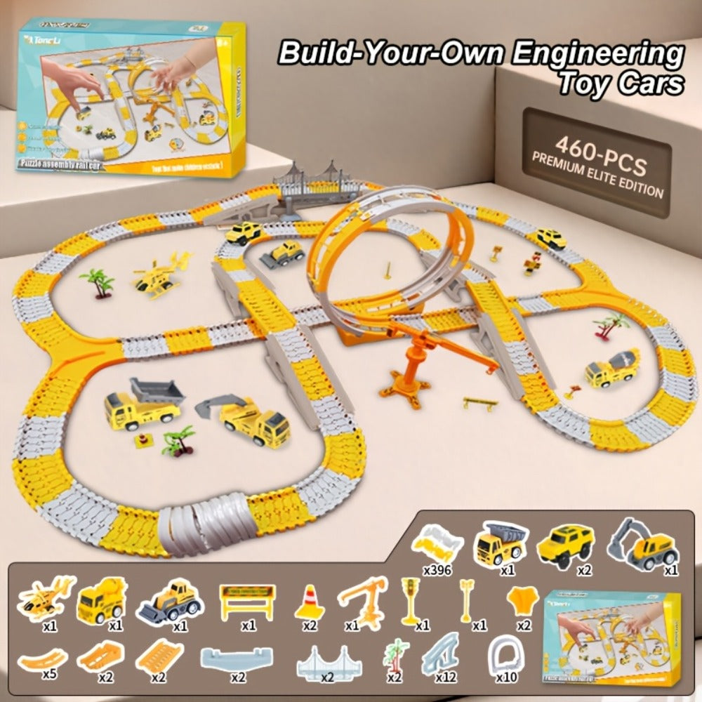 Roller Coaster Track Set, 467 Pieces with Electric Race Car, DIY Build-Your-Own Track Toy Ages 3-8