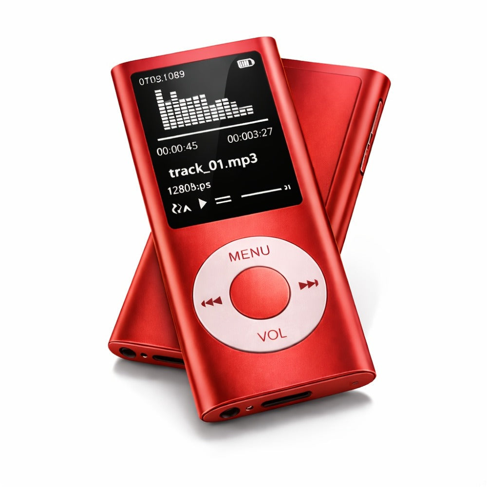 MP3 Player with 64GB Expandable Storage, 8-Hour Battery, Lossless FLAC HiFi Audio, Voice Recorder, E-Book Reader, Photo & Video Viewer, Aluminum Alloy Body, No Bluetooth, Wired Earphone Included