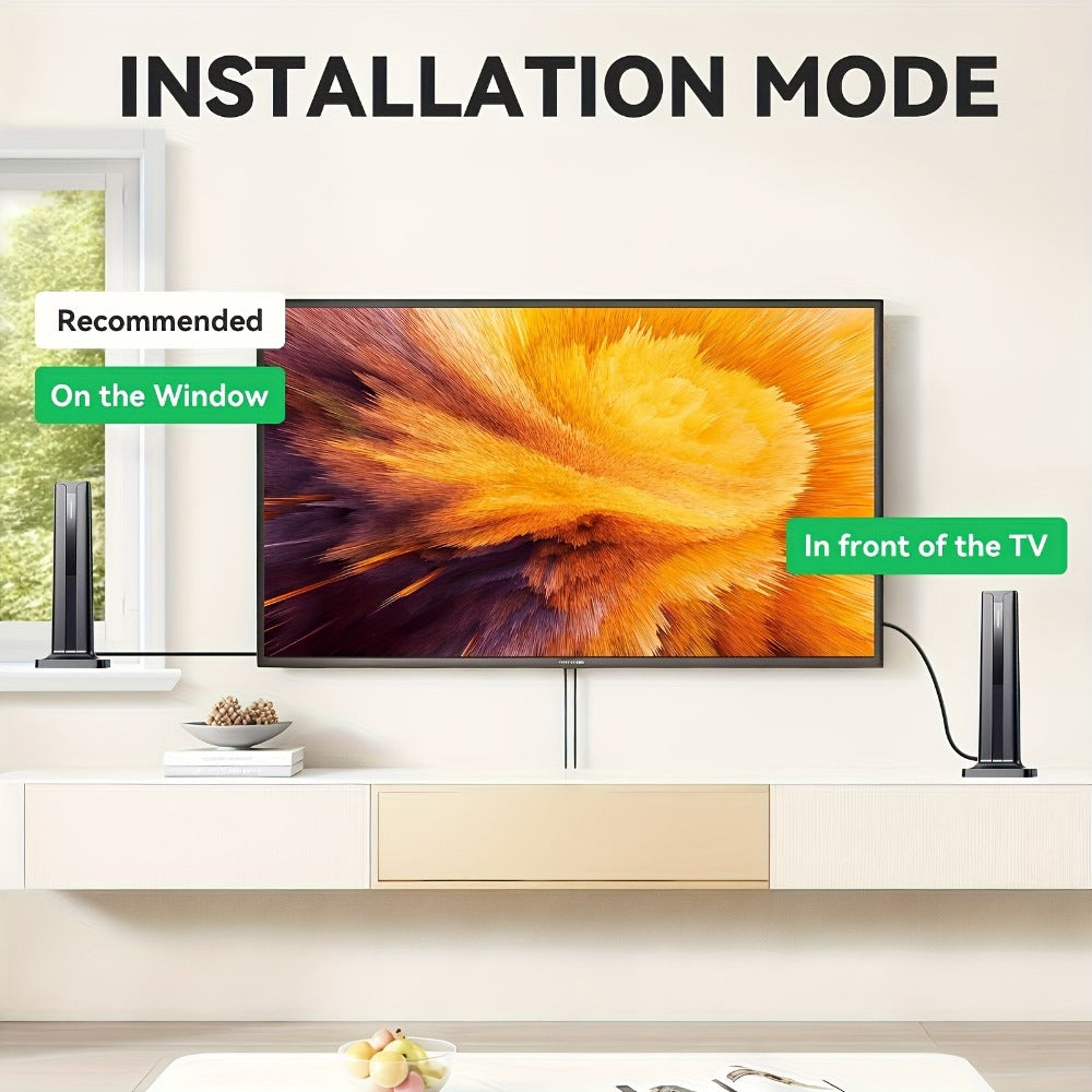 Magnetic Base TV Antenna Indoor – 4K 1080P HD, VHF & UHF Signal Booster Amplifier, Portable Digital Antenna for All TVs, 1pc or 2pcs Bundle