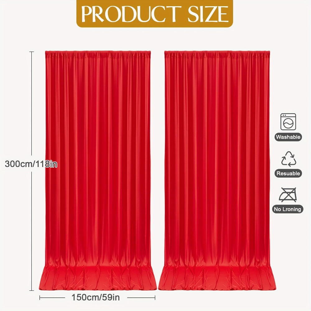 2-Pack 10x10ft Spandex Photography Backdrop Curtains - Wrinkle-Resistant Polyester Background Cloth with Pole Pockets for Weddings, Birthdays, Banquets & Photo Studio Events